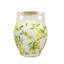 Vase en céramique 6,7 x 6,7 x 8,7 po avec motif jaune citron et petites poignées
