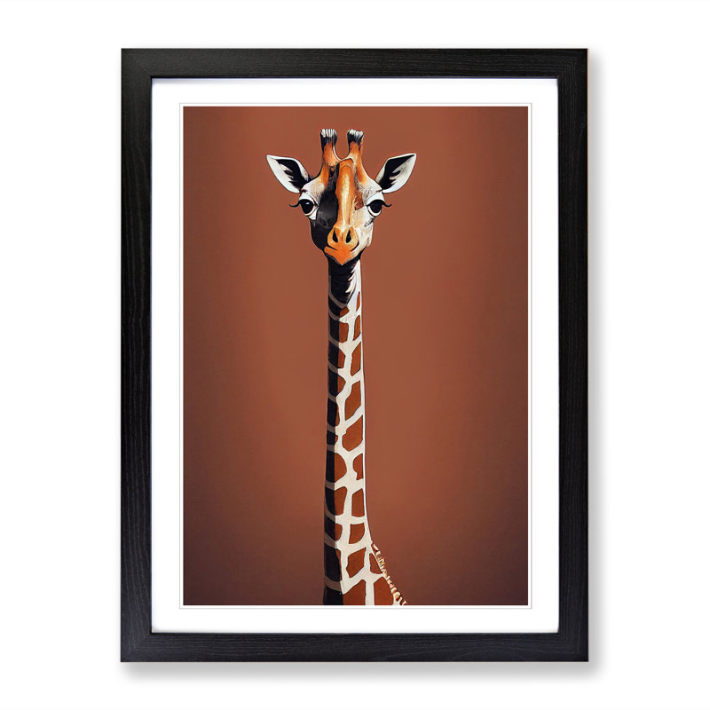 Tall Giraffe - Single Picture Frame Print, Black, 64cm H x 46cm W x 2cm D