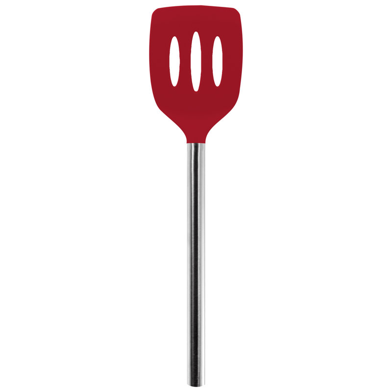 Tovolo Silicone Slotted Turner SS Handle, Red