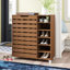 Range-chaussures pour 18 paires en bois à 2 portes avec tablettes ouvertes moderne et contemporain Wirt