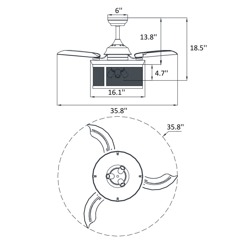 Cruzville 910'' Ceiling Fan with Light Kit