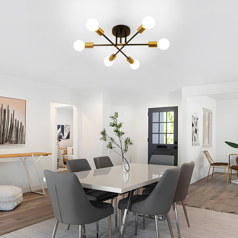 Semi Flush Mount, 17'' H x 51'' W x 51'' D, Matte Black