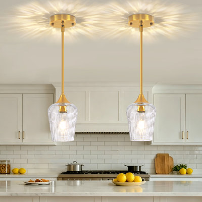 Luminaire suspendu en verre martelé moderne à 1 lumière, luminaire suspendu réglable pour îlot de cuisine, salle à manger et entrée
