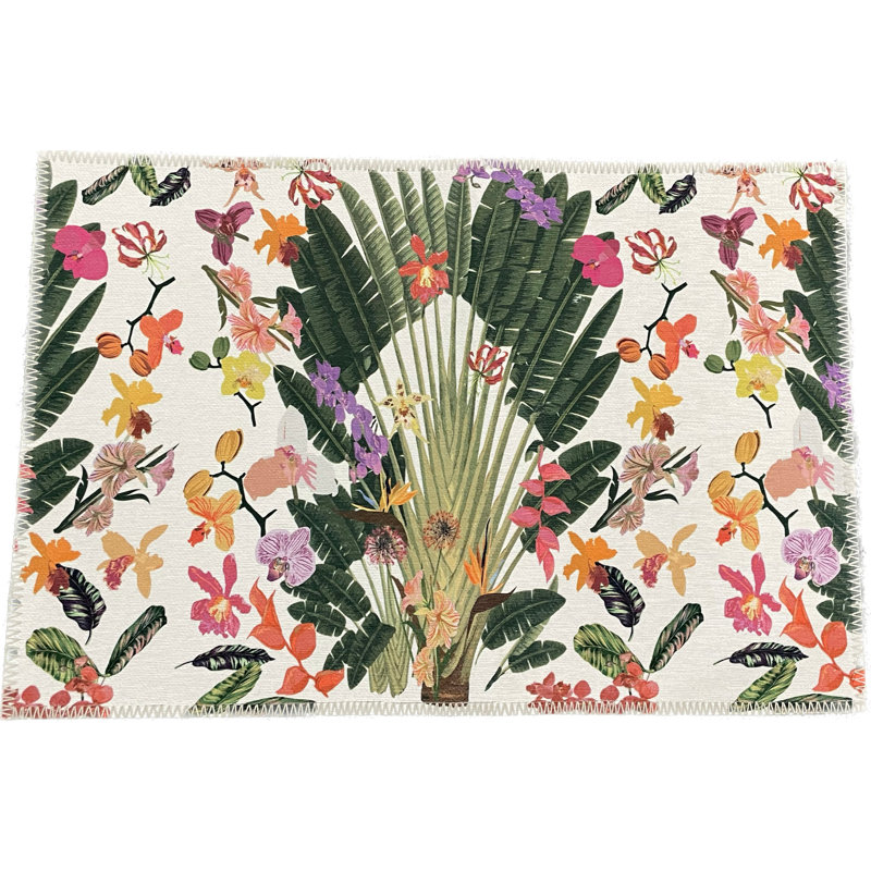 Fantasy Tropical Microfiber Rectangle Washable Rug, Rectangle 1'8" x 2'6"
