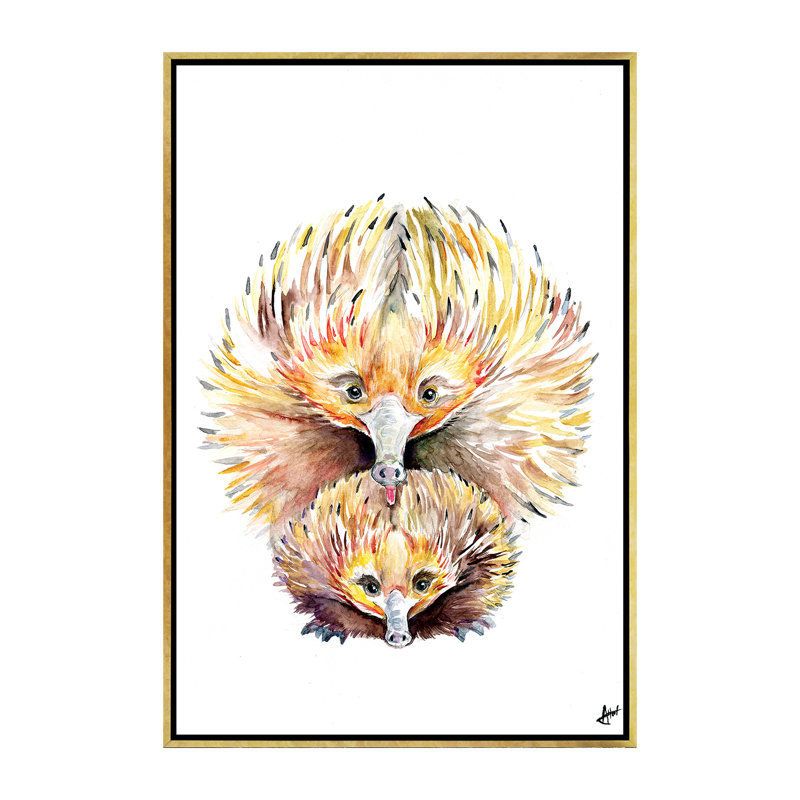 Décoration murale énigmatique Echidnas pour enfants, H 60 po x l 40po x P 1,5 po, Toile encadrée d'or