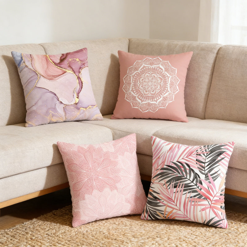 Decorative Throw Pillow Covers Set of 4, Geometric Design Cushion Cover for Couch Sofa Living Room, for Couch Bed Sofa Farmhouse Decoration