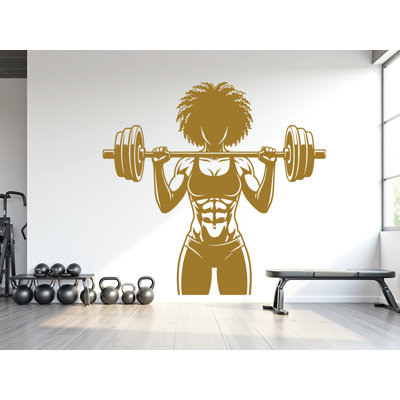 Afro Girl Power Gym Wall Decal: Fitness Motivation Workout Art Sticker  1083DRS