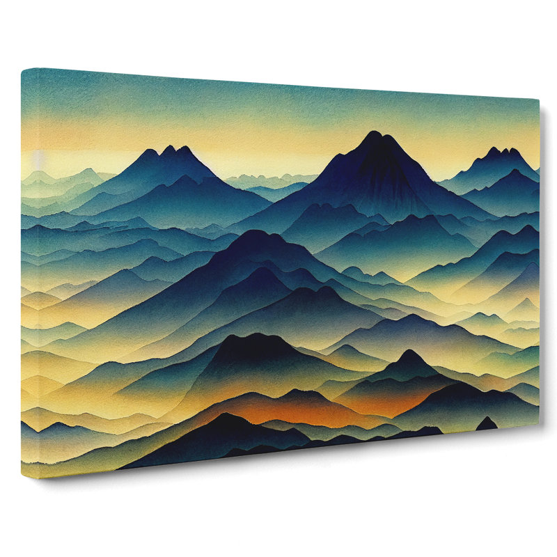 Watercolour Japanese Mountains Vol.3 - Wrapped Canvas, 50cm H x 76cm W x 3cm D