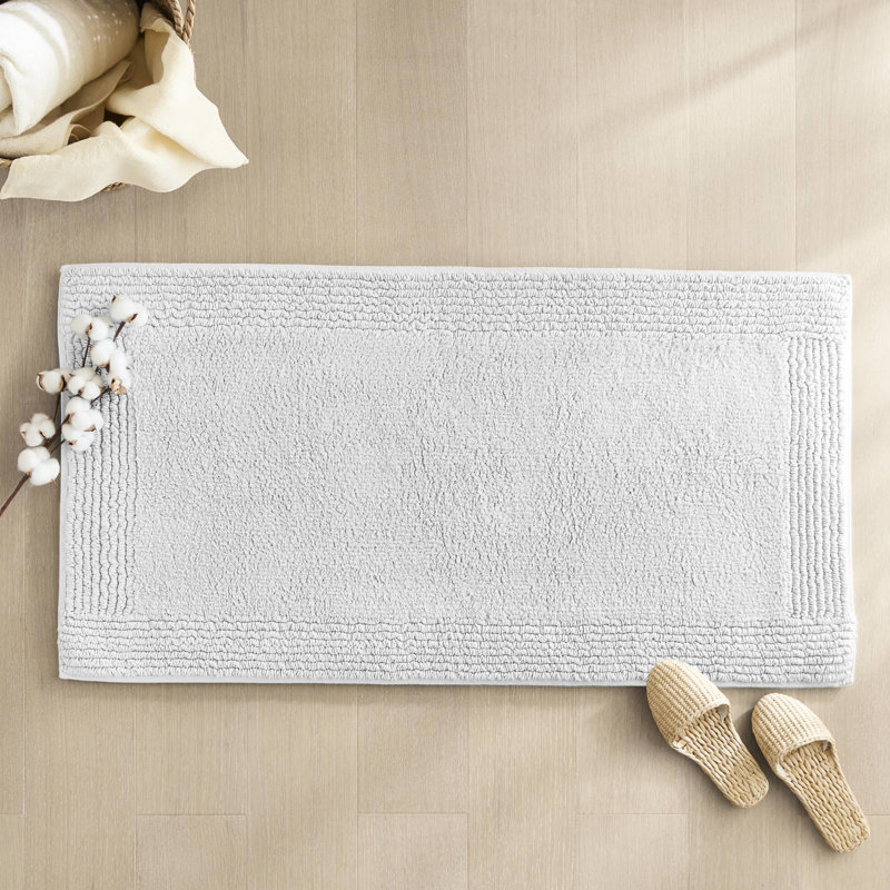Tapis pour salle de bain gris réversible 17 x 24 po 100% coton 3000 g / m², velours moyen 0,5 po, et doux