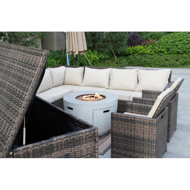 Ensemble de conversation modulaire 8 pièces avec coussins 8 pièces, Beige
