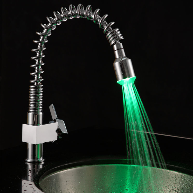 Pull Down Single Handle Kitchen Faucet with LED Light,Pre-Rinse kitchen faucet with Single Handle