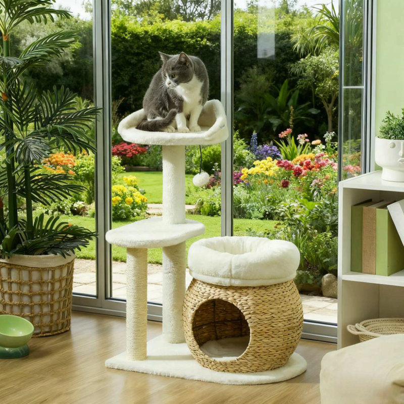 31" Cat Tree Tower With Scratching Posts