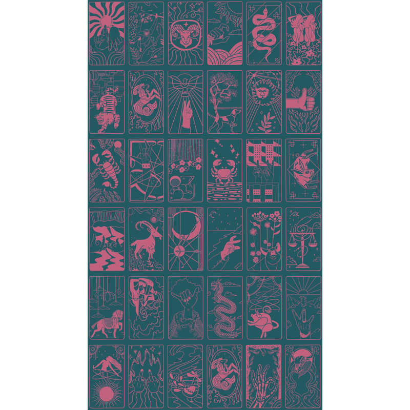 What's Your Sign Wallpaper, Blue/Teal/Pink