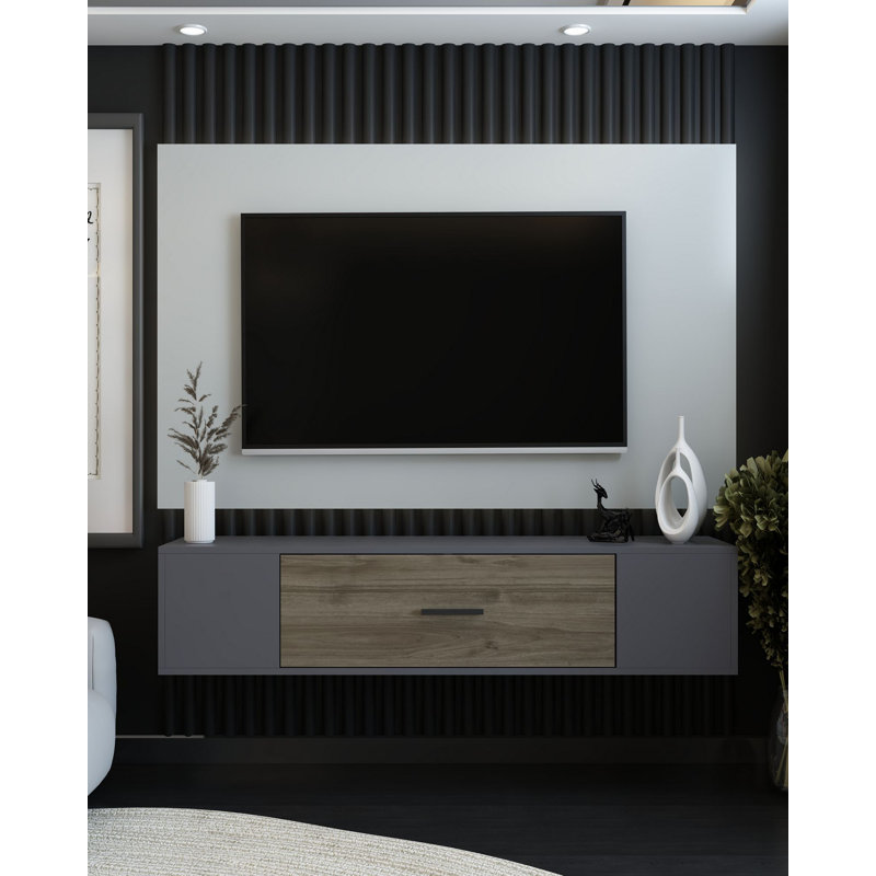 Meuble télé, Gris / Bois