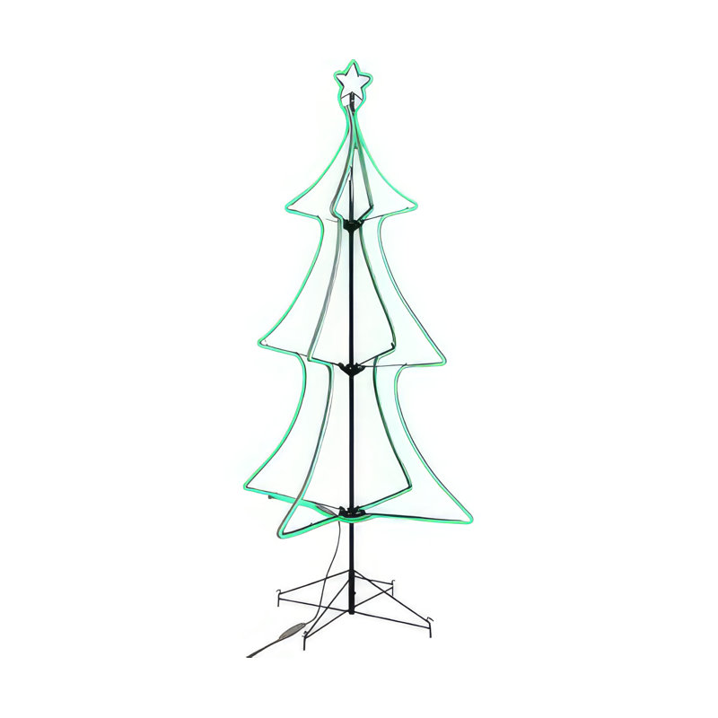 Arbre de Noël pliable vert 6 pi avec lumières à ruban