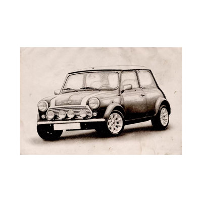 Mini Cooper Sketch by Michael Tompsett - Wrapped Canvas Painting