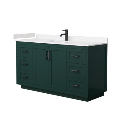 Meuble-lavabo simple autoportant de 60 po avec plateau en marbre Miranda
