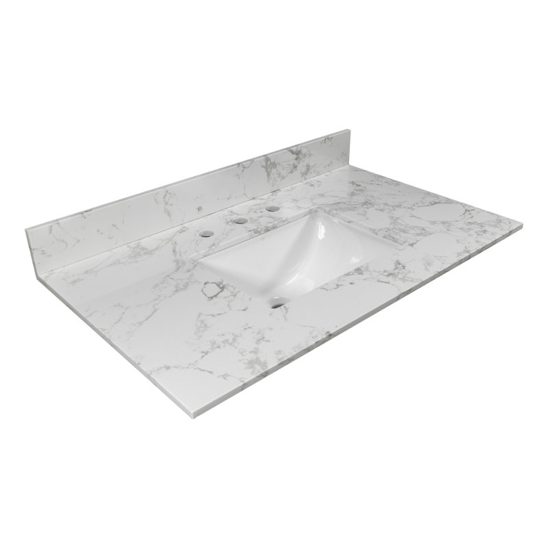 Dessus de meuble-lavabo en pierre de 31 po avec 3 trous de robinetterie pour salle de bain 31 po