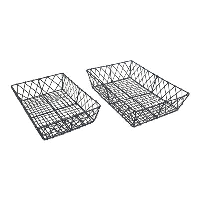 S/2 Rectangular Iron Trays,Black
