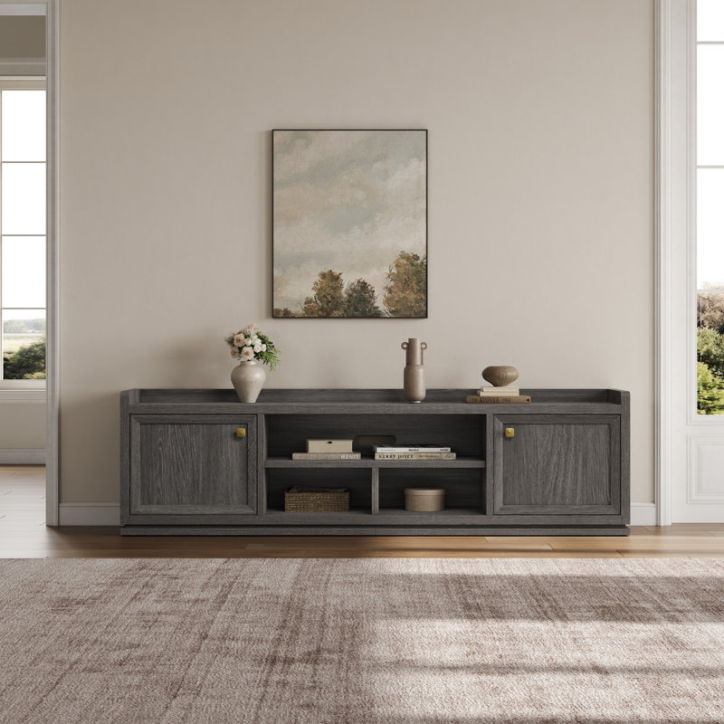 Modern Tv Stand With Storage And Shelves, Entertainment Console To Fit 50'' - 75'' Tvs., Dark Gray