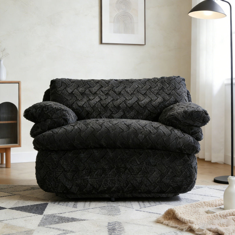 Canapé à compression avec pivot, Velours côtelé noir
