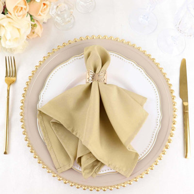 Premium Cloth Napkins Set of 100, 17x17 Inch,Seamless Dinner Napkins, Washable Linen Table Napkin Cloth with Hemmed Edges for Weddings, Party and Banquet(Champagne)