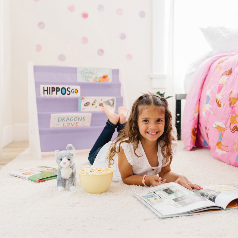 Bibliothèque pour enfants en toile Wildkin, White/Lilac