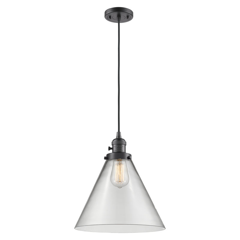 Luminaire suspendu en forme de globe à 1 lumière Anisley, H 14,13 po x l 12 po x P 12 po, Clair, Bronze frotté à l'huile