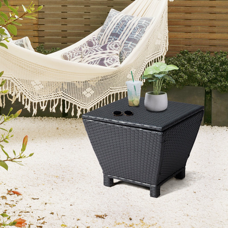 Patio Square Side Table, Black