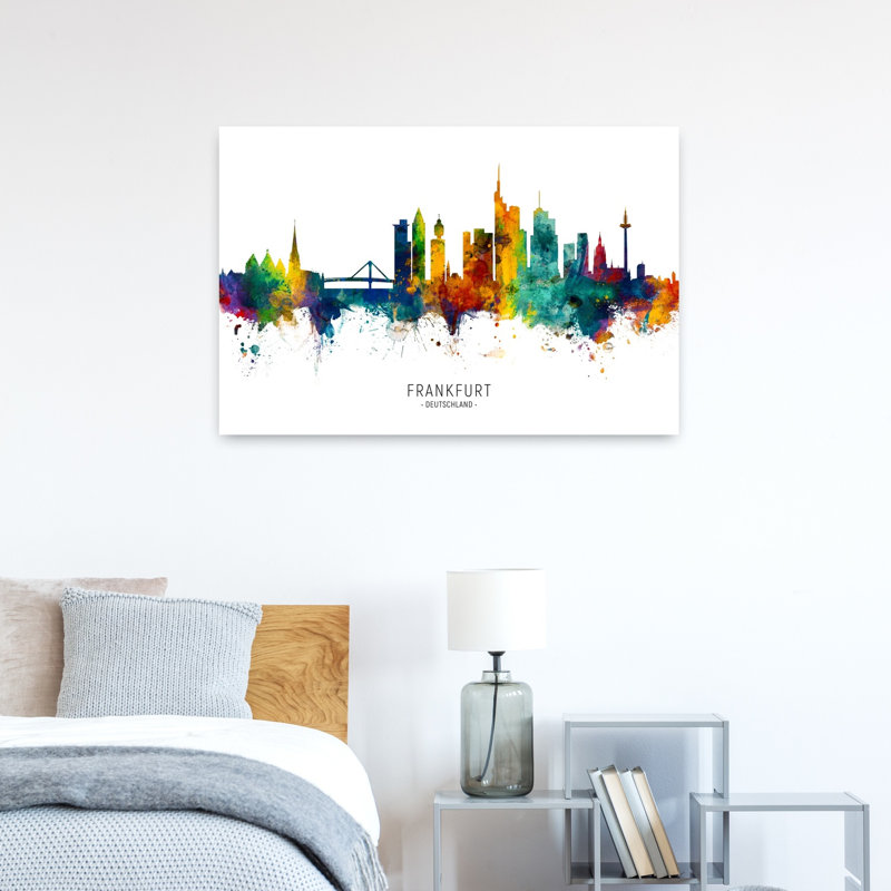 Vibrant Frankfurt Skyline by Michael Tompsett - Wrapped Canvas Print, 91.44 cm H x 60.96 cm W