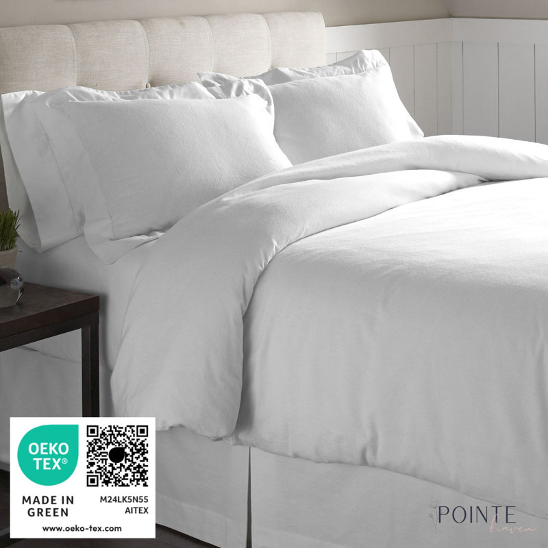 California King White Cotton Flannel Elephant Print Sheet Set