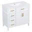 Meuble-lavabo simple 36 po avec 4 tiroirs (1 tiroir rabattable), 2 portes et tablette réglable, poignées en métal, charnières à fermeture en douceur-121709065
