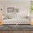 Queen Size Upholstered Daybed with LED and Nail Head Decoration, Beige-719818120