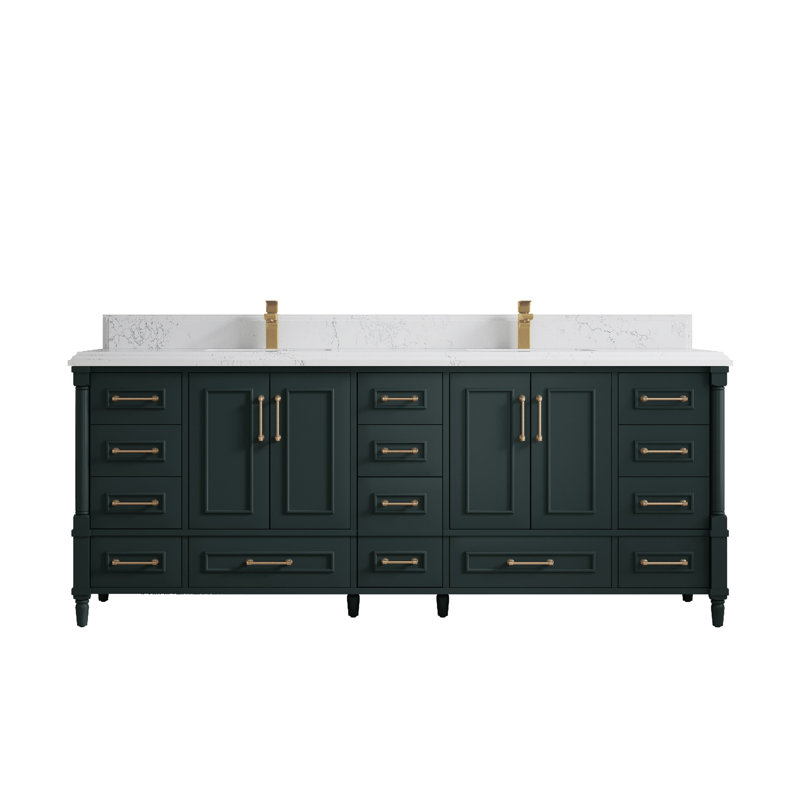 Ensemble de meuble-lavabo double 84 po Aberdeen, Empira, Vert forêt foncé