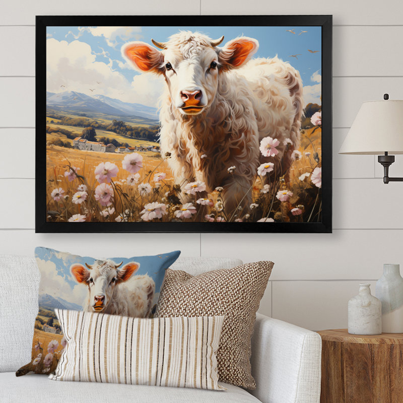 «Country Charm Pastel Meadows III», reproduction sur toile, H 30 po x l 40 po x P 1,5 po, Cadre simple noir
