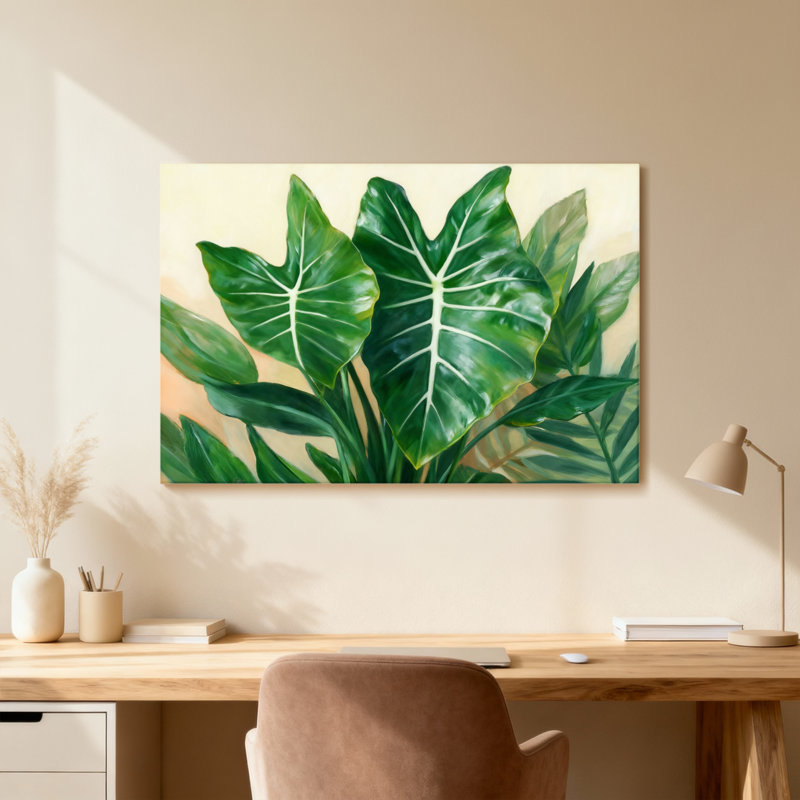 Plantes et fleurs, feuilles tropicales, plante verte, art, H 24 po x l 36 po, Toile tendue, Ne s’applique pas