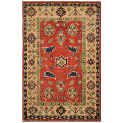 Tapis de zone en laine 2 pi x 3 po one-of-kind à la main noué la kazak Trang