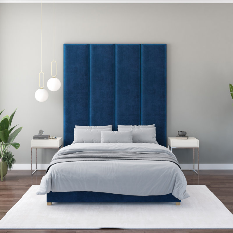 Natalia 45cm x 210cm Upholstered Wall Paneling, Navy