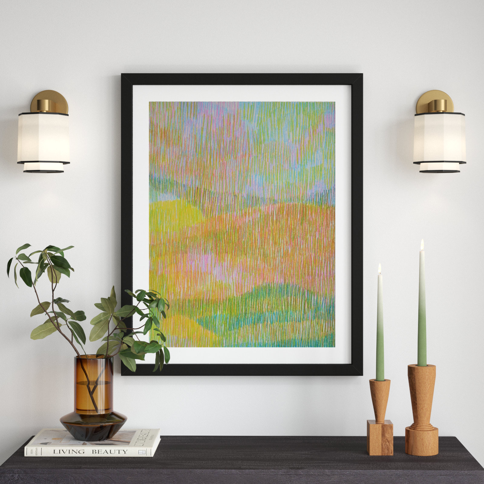 Summerhill Painting by Jacques Pilon, Black, 38" H x 30" W x 1.25" D