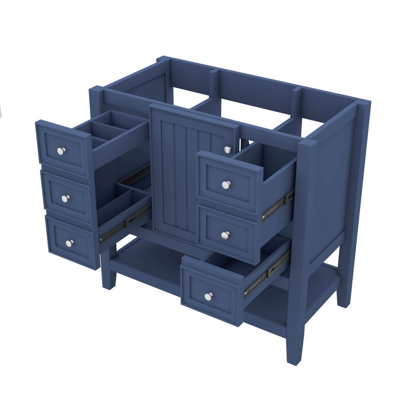 Base de meuble-lavabo de 36 pouces avec armoire et tiroirs, Bleu