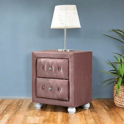 Table de chevet Montreux en tissu rose
