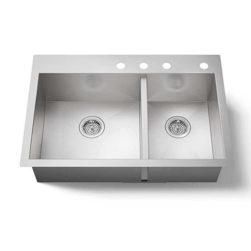 Vault 33" L x 22" W Dual Mount Kitchen Sink, 4 holes