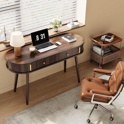 Bureau 55 po avec 2 tiroirs, petit bureau pour ordinateur et ordinateur portable, rangement