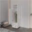 Armoire blanche à 1 porte avec miroir et rangement ouvert