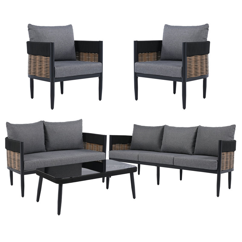 Corrente 5 Piece Outdoor Conversation Set, Gray