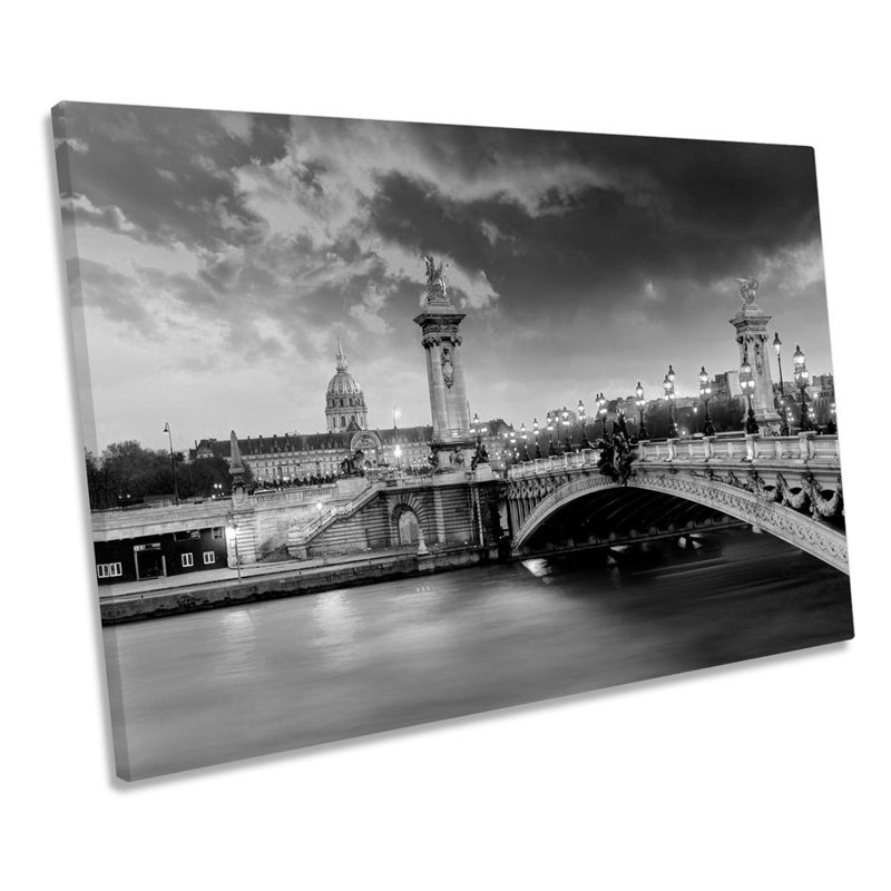 Pont Alexandre Bridge Paris B&W - Wrapped Canvas Print, 30.5cm H x 45.7cm W x 2cm D
