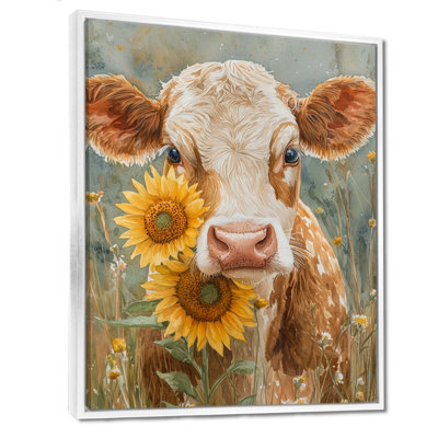 Vache Dulcemaria, peinture avec pivoines VI - vache, art mural