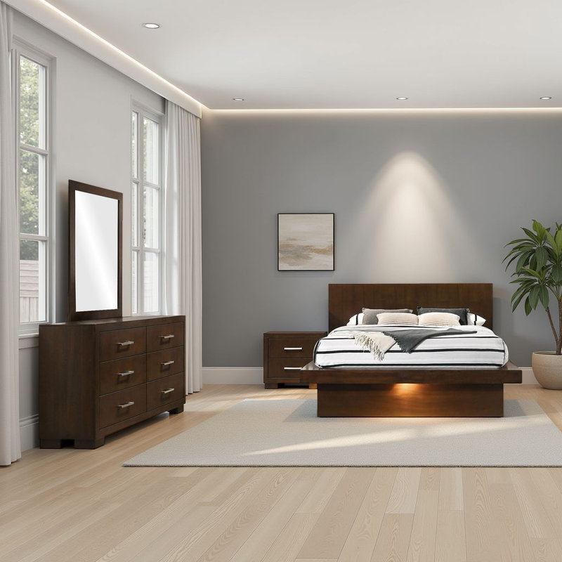 Ensemble de chambre à coucher à DEL 4 pièces Bela, Grand lit