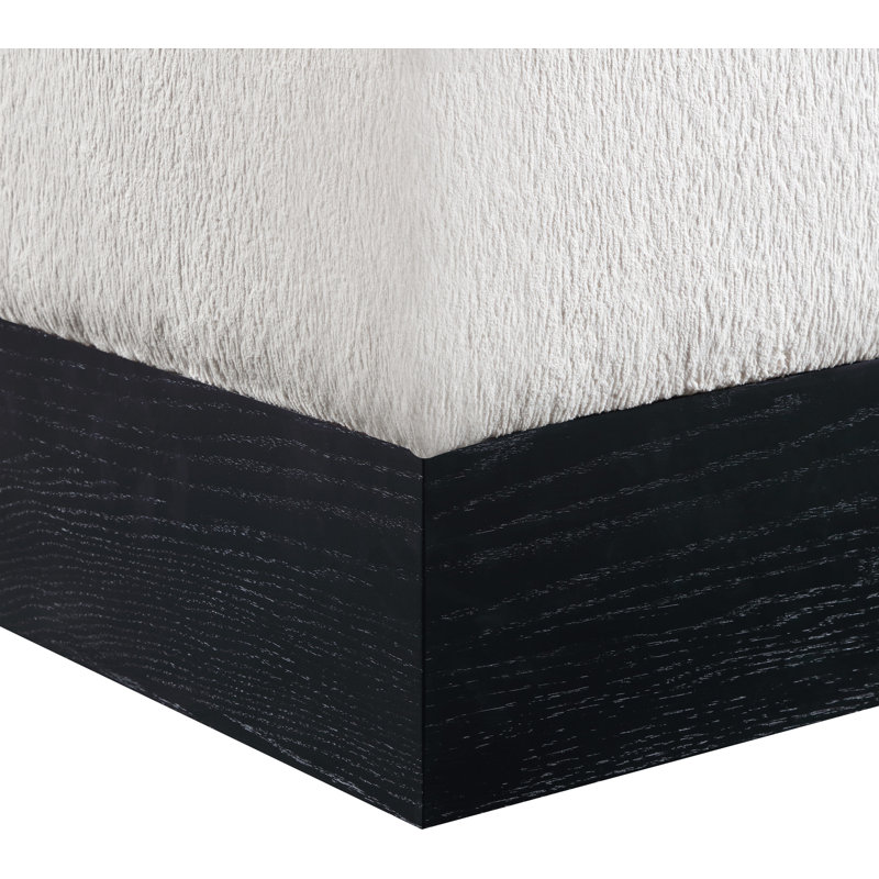 Repose-pieds / tabouret Madelen, Tissu velours beige, Noir