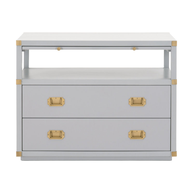 Table de chevet 2 tiroirs Yeleini, Gris tourterelle